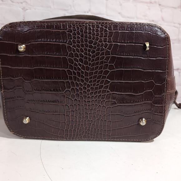 Isadora Brown Suede Fango Suede Leather Large Bucket Bag Italy Made - Picture 6 of 10